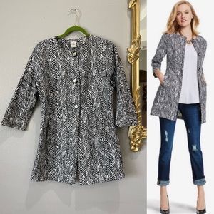 Cabi # 3034 Ponte Knit Zig Zag Print Jacket, Women’s Medium Blue Grey